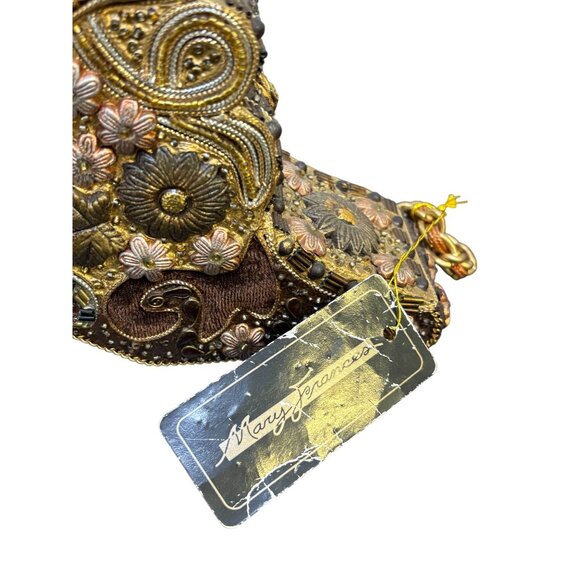 Mary Frances Shoe Purse With Chain Strap Bronze & Gold Embellishments - Picture 11 of 11